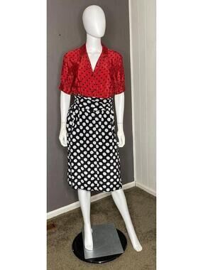 Diesel Dress D-Blaze Short Gathered Sleeve Attached Belt Heart & Polka Dots S/M